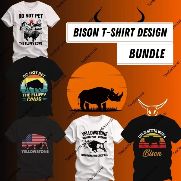 Bison T-Shirt Design Bundle